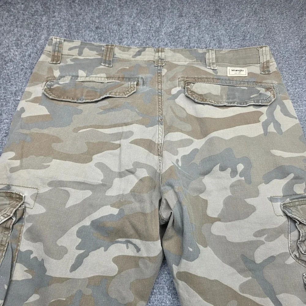 Wrangler Mens Regular Taper Camo Cargo Pants Green Brown Camouflage 36x31